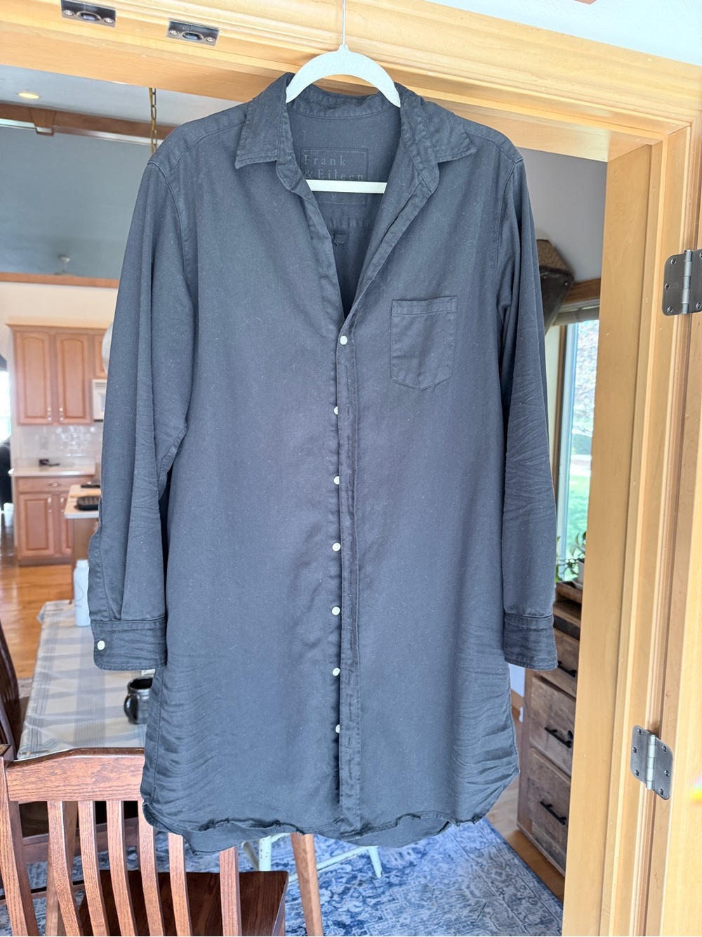 Frank & Eileen Black Longline Shirt Dress
